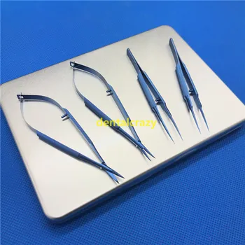 

1set 12.5cm Stainless steel/Titanium alloy instruments set forcep needle holder scissor Ophthalmic instruments