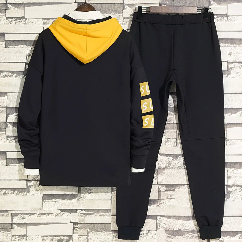 

Autumn & Winter Teenager Students Fashion Hooded Printed Hoodie Sports Set MEN'S Outerwear Tz35