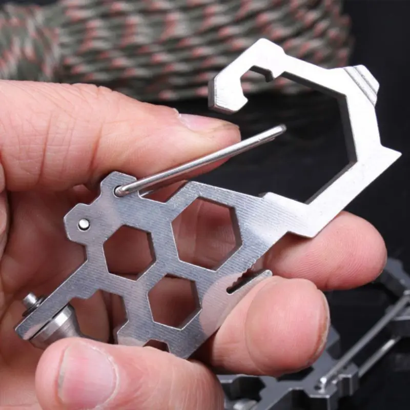 Multi-Tool Multifunctional D Shape Portable Stainless Steel Carabiner Straight Screwdriver Bottle Opener EDC Tool