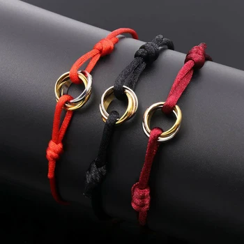 

Top Quality Simple Tricolor Steel Circle Tricyclic 13 Colors Rope Bracelet Bracelets for Men Women Gift Fashion Jewelry
