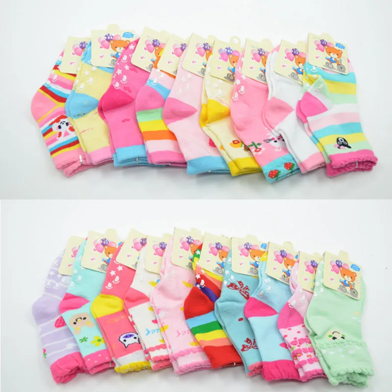 5 пар/лот; Детские хлопковые носки до середины икры; нескользящие носки с рисунком для маленьких девочек; детские носки-Тапочки