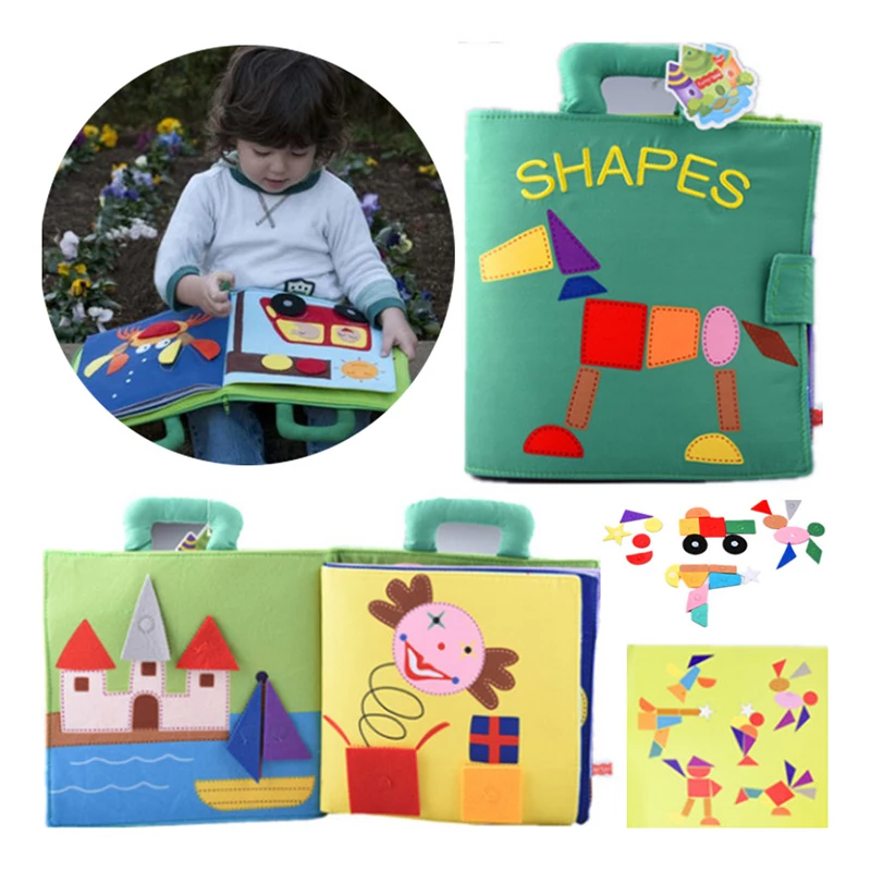

Baby Cloth Book Cartoon Tangram Pattern Puzzle Quiet Books Soft Cute Unfolding Early Learning Educational Infant Activity Book