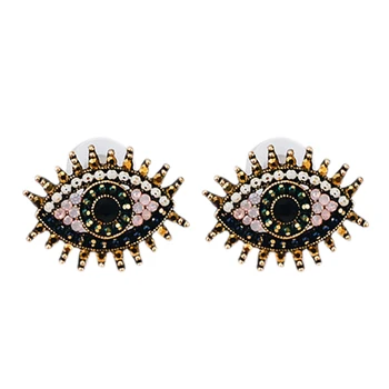 

Vintage Eye Shape Stud Earrings For Women Fashion Personality Rhinestone Trendy Ear Jewelry Black