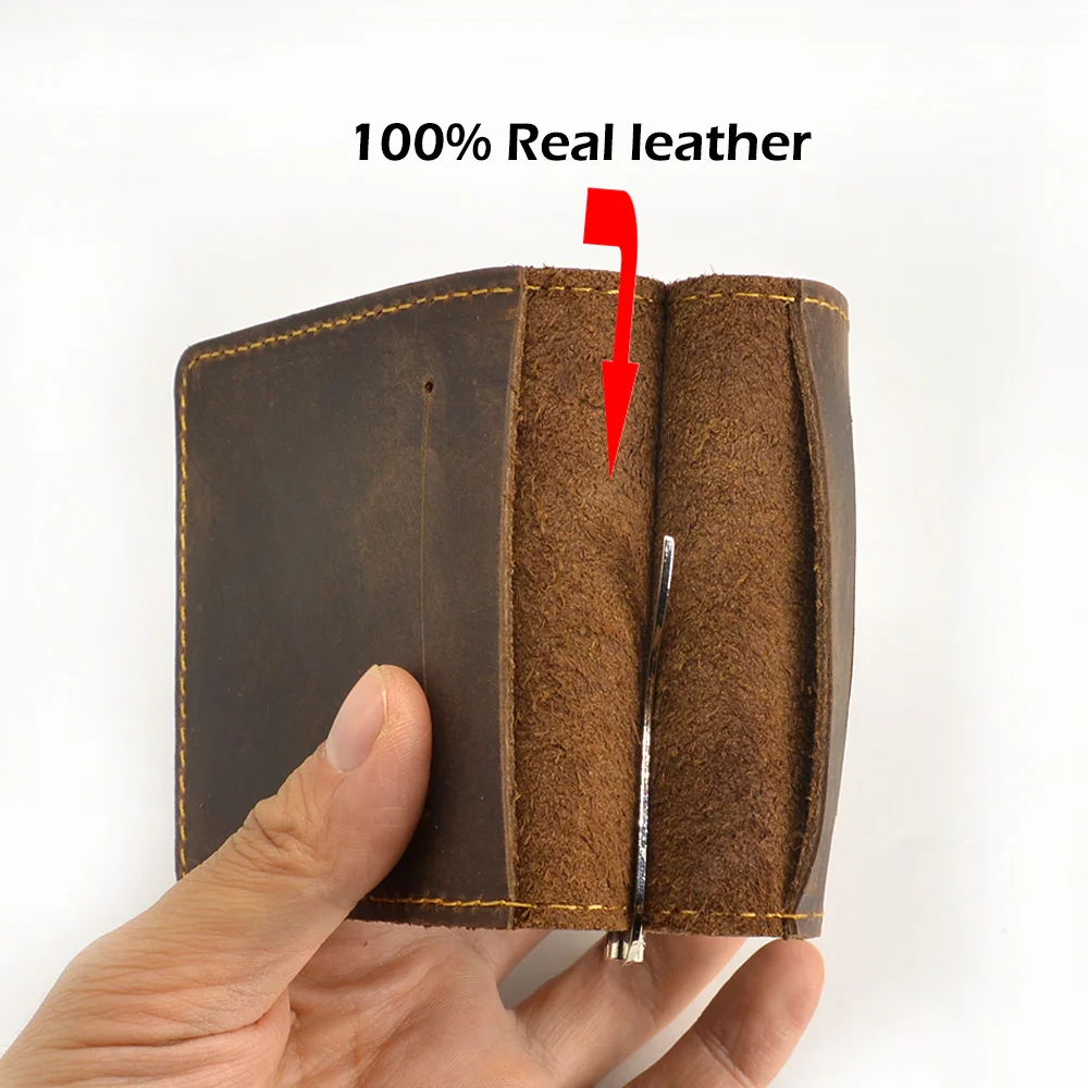 Handmade Genuine Leather Mens Money Clip Wallet with Card Holder Money Holder Wallet Vintage Mens Wallet Clip Bill Holder 6