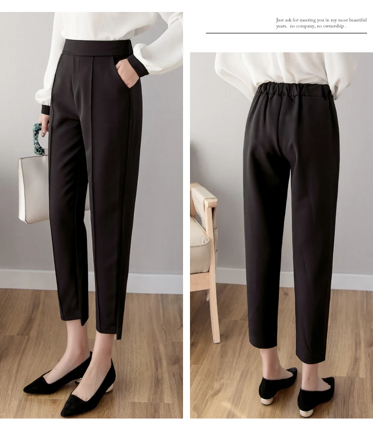 linen pants Autumn Winter Harem Pants Women High Waist Loose Formal Elegant Office Lady Korean Style Black Ankle-Length Studio Pants Woman fashion clothing