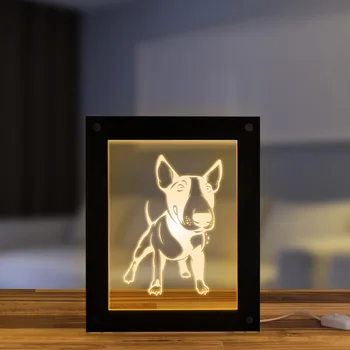 

Bull Terrier Dog Led Luminous Photo Frame USB Operated Puppy 3D Magic Night Light Lamp Doggie Desk Picture Lamp Kids Room Quadro