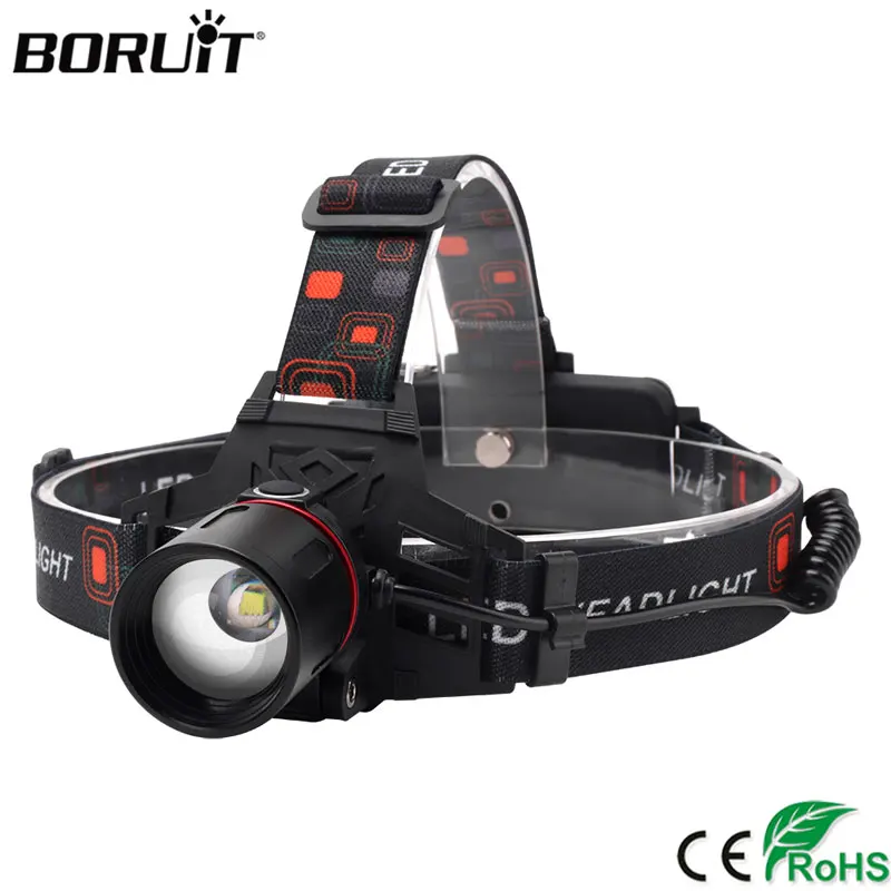 BORUiT XM L T6 светодиодный налобный фонарь с 3 режимным увеличением мощный 1000 лм
