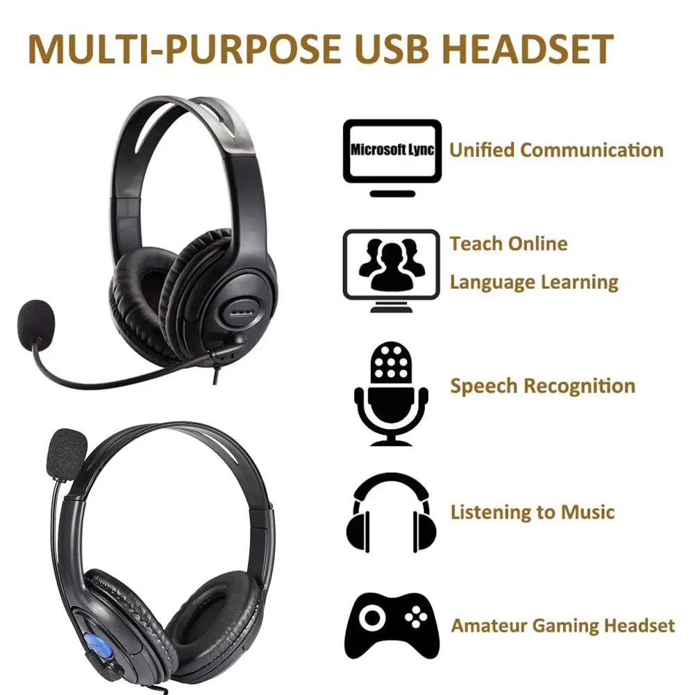 New Usb Computer Laptop Wired Headset Office Headset Lightweight Noise