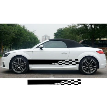 

Durable And Practical 1 Pair Car Graphic Decal Stickers Vinyl Checkered Flag Body Sports Racing Stripe