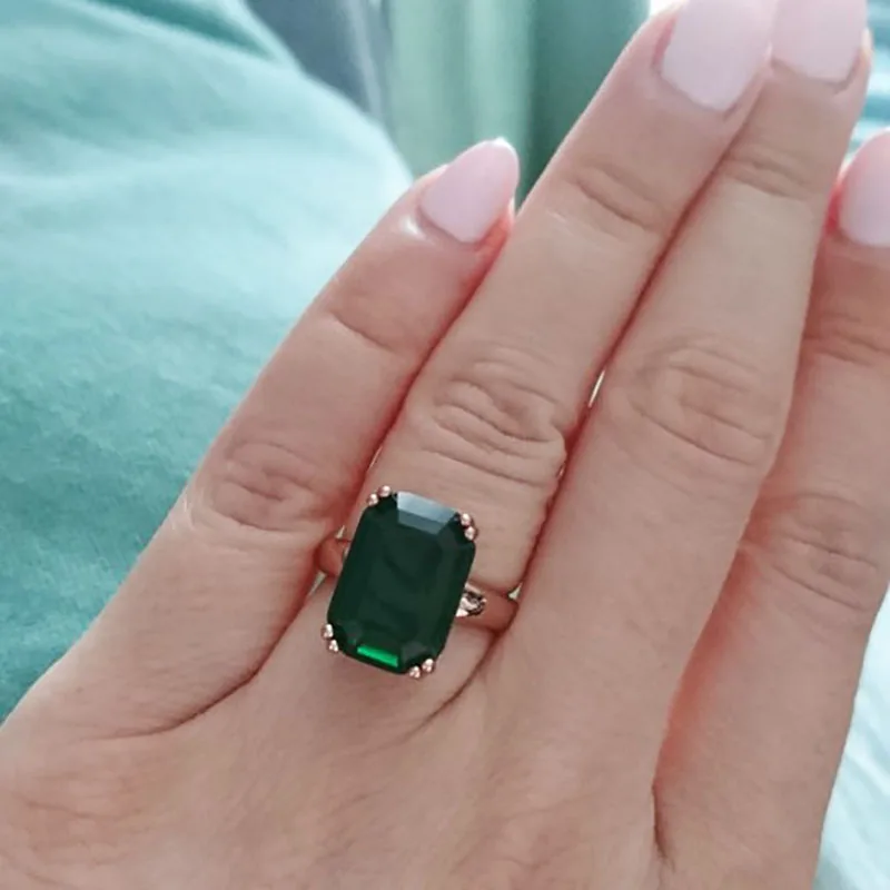 Женское кольцо с кристаллами в виде восьмиугольника|ring rose gold|crystal ringparty fashion |