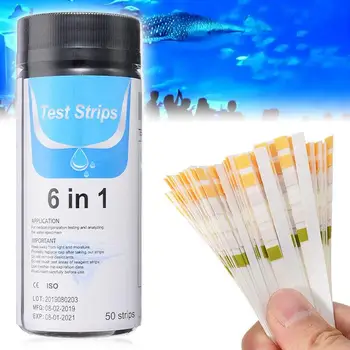 

50pcs 6 IN 1 Water Quality Test Papers PH Level Total Alkalinity Testing Swimming Pool Aquarium Fish Tank Analyzing Test Strip