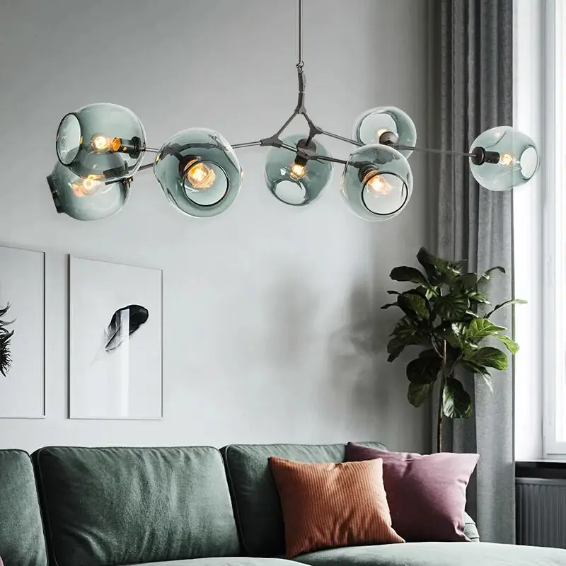 Modern Glass Pendant light LED Personality art Ceiling hanging light Living Bedroom Light Fixtures Adjustable height home decor afbeelding