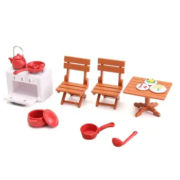 

Cute Mini Plastic Picnic Set 1:12 DIY Dollhouse Accessories Miniature Decoration Simulation Table Oven Figurines Toys For Kids