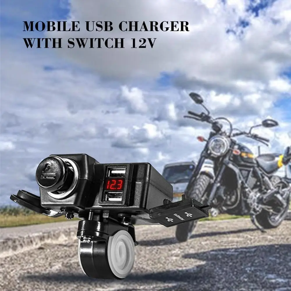 Мотоцикл модифицированный автомобильный телефон Usb зарядное устройство с переключателем 12 В Водонепроницаемый Многофункциональный Быстрая зарядка прикуриватель база