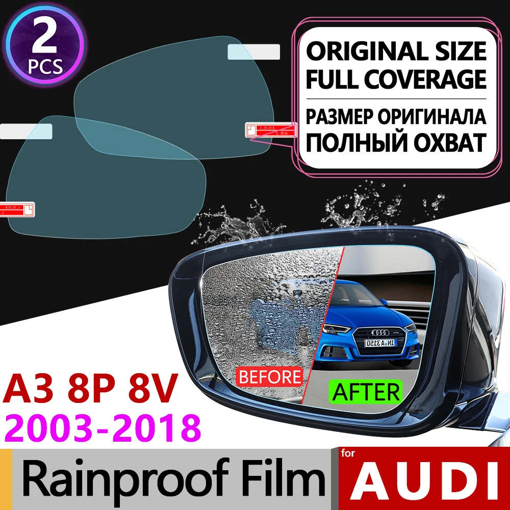 

For Audi A3 8P 8V 2003 - 2018 Full Cover Anti Fog Film Rearview Mirror Rainproof Clear Anti-fog Films Car Accessories S-Line S3