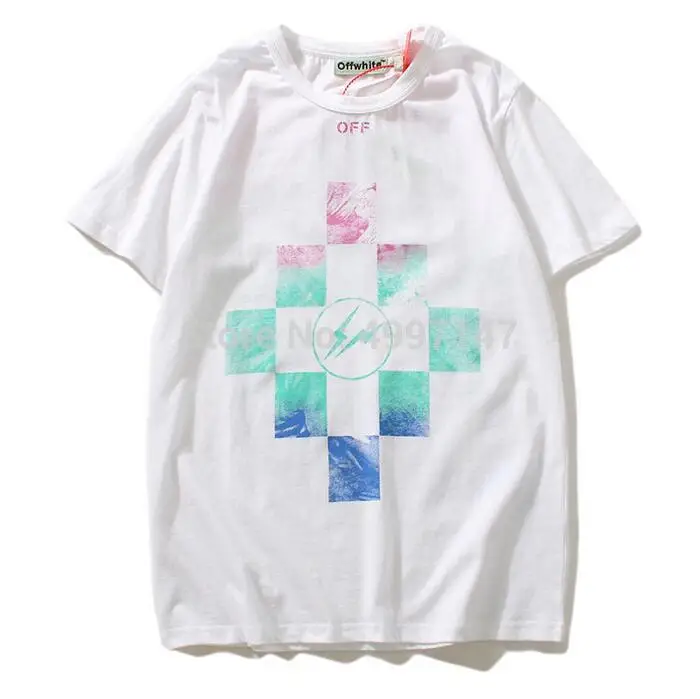 19ss Off-White OW стрела для мужчин и женщин унисекс пара влюбленных моделей хлопок Мода Круглый вырез короткий рукав Футболка Хип Хоп Уличная