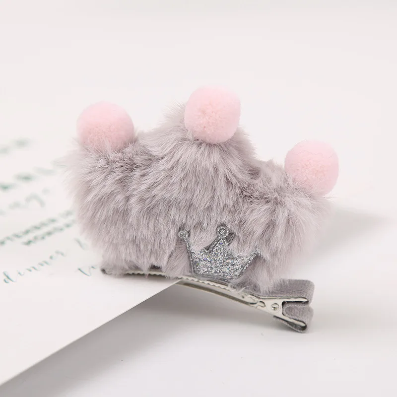 Бутик 10 шт модные милые меховые заколки-короны Твердые Pom Tiaras блестящие заколки для волос в виде звездочек аксессуары для волос принцессы головные уборы - Цвет: 4