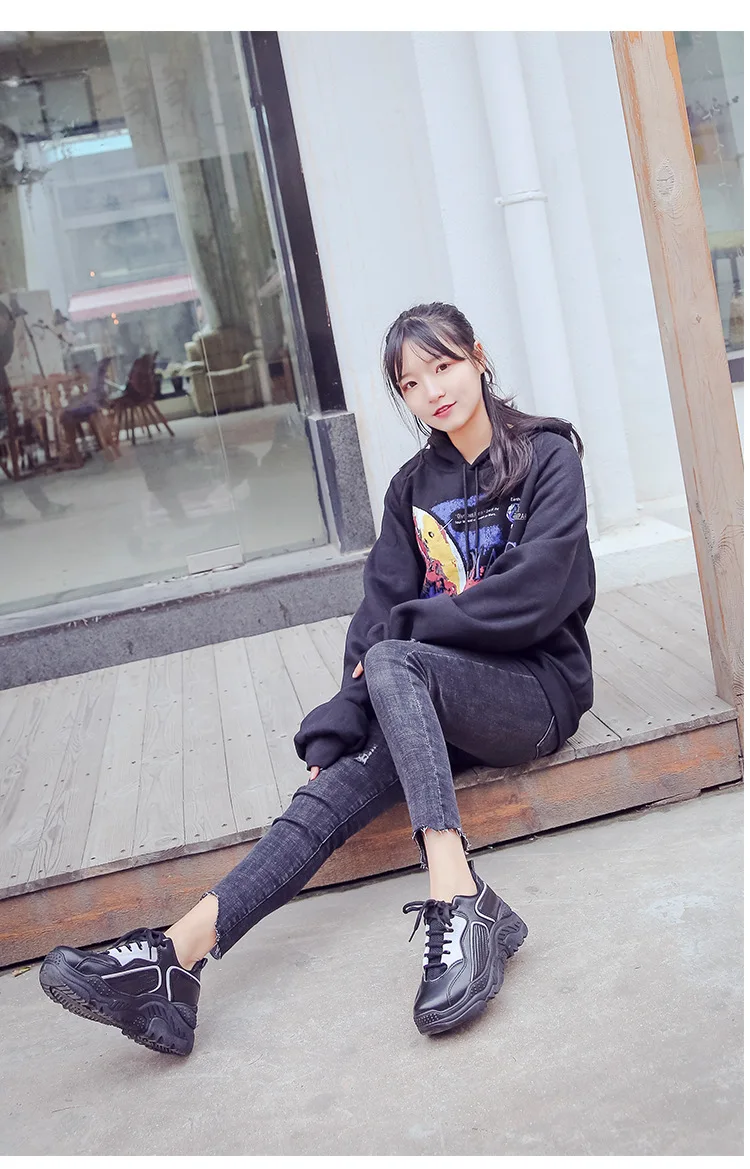 Fujin/женские кроссовки; сезон осень-зима; модная обувь на толстой подошве; разноцветная дышащая обувь с круглым носком и низким ремешком; женская обувь с закрытым носком для отдыха