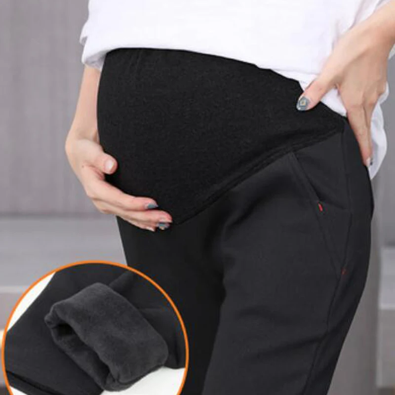 Thickened Warm Trousers Skinny Maternity Pants Clothes For Pregnant Women Nursing Prop Belly Leggings Pregnancy Clothing Pants - Цвет: thicken