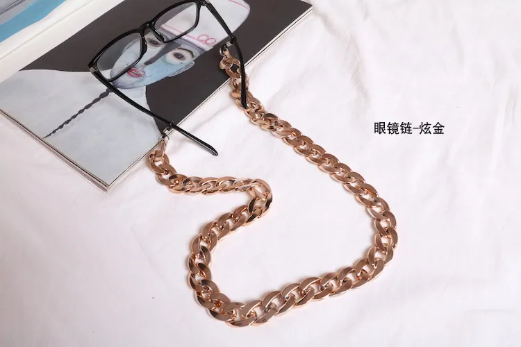 rose gold Ретро 70 см цепочка для очков для женщин модные европейские черные белые ремешки цепочка для солнцезащитных очков 37 г - Цвет: rose gold