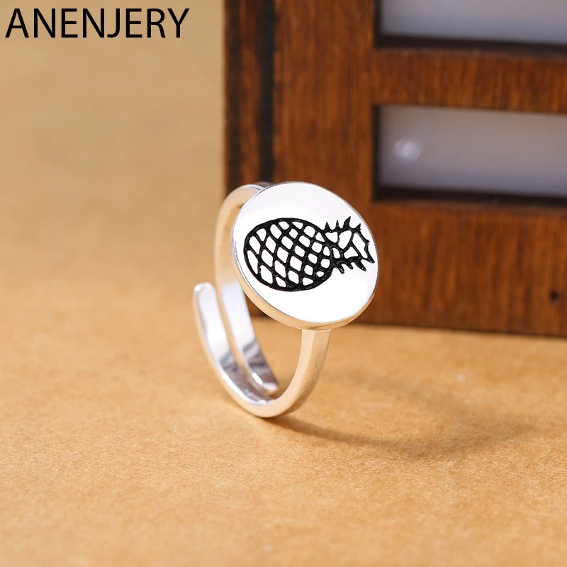 ANENJERY 925 пробы Серебряное Новое поступление круглое кольцо в форме ананаса