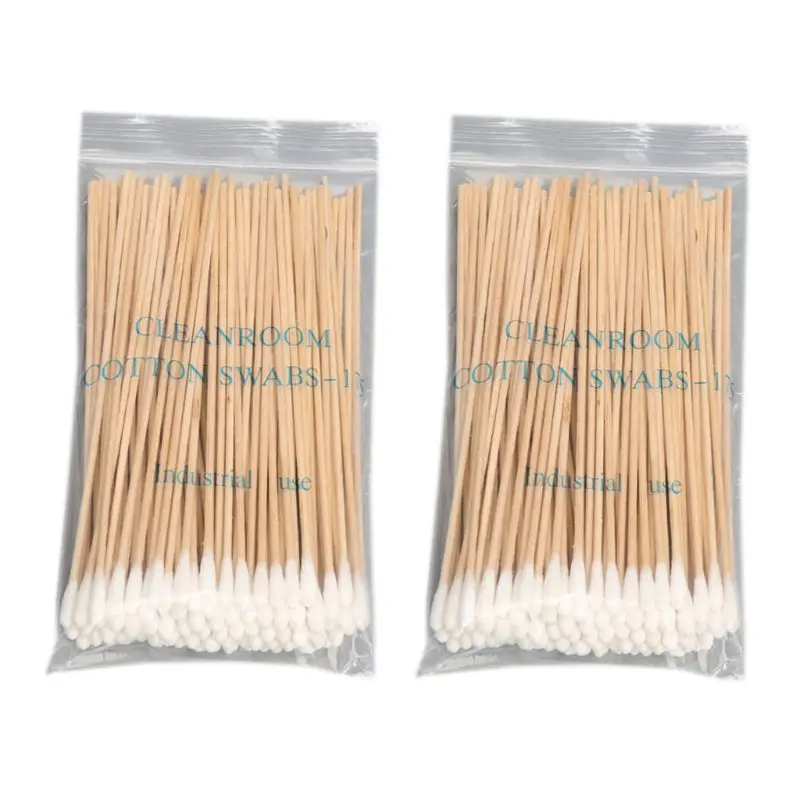 200Pcs/Bag 15CM Long Wooden Handle Cotton Swab Single-Head Q-Tips Ear Nose Cleaning Sterile Sticks Makeup Applicator Remove Tool
