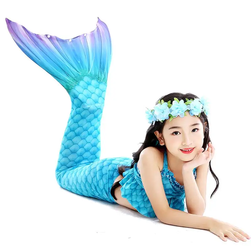 5Pcs/Set Girls Mermaid Tail Swimsuit Children the Little Mermaid Costume Cosplay Beach Clothes Bathing Suit anime cosplay female