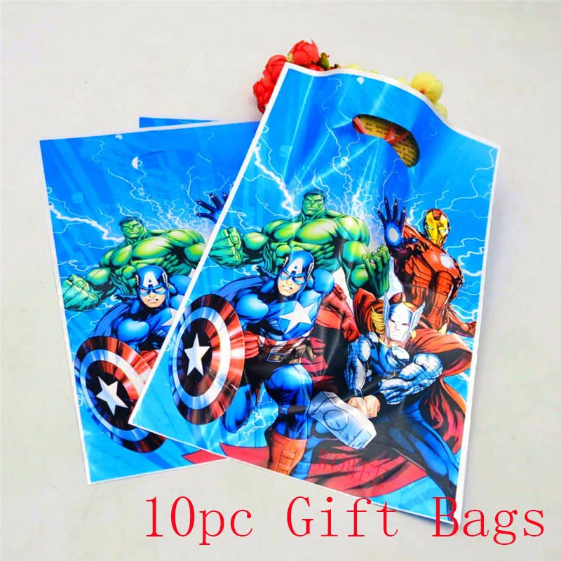 10pc Gift Bags 40*30 см Мстители вечерние принадлежности Бумага pinata одноразовые мультфильм тема, детский душ Дети День рождения супергероя вечерние украшения - Цвет: 10pc Gift Bags