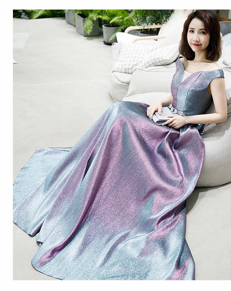 Ladybeauty vestido de festa ТРАПЕЦИЕВИДНОЕ длинное вечернее платье винтажные градиентные Выпускные платья кристалл пояс халат De Soiree