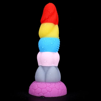 Multicolor Dildo Realistic Dildo with Suction Cup G-Spot Massage Anal Plug Huge Dragon Dildo for Anal Female Colourful Sex Toys 6