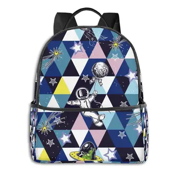 

Classical Simple Women Backpacks School bag for teenagers Girls BoyAstronauts And Aliens Patchwork Laptop Back pack travel bag
