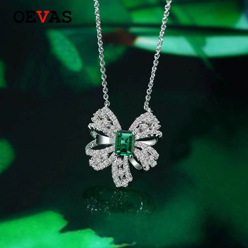 Роскошное серебряное ожерелье OEVAS цепочка с подвеской из драгоценного камня