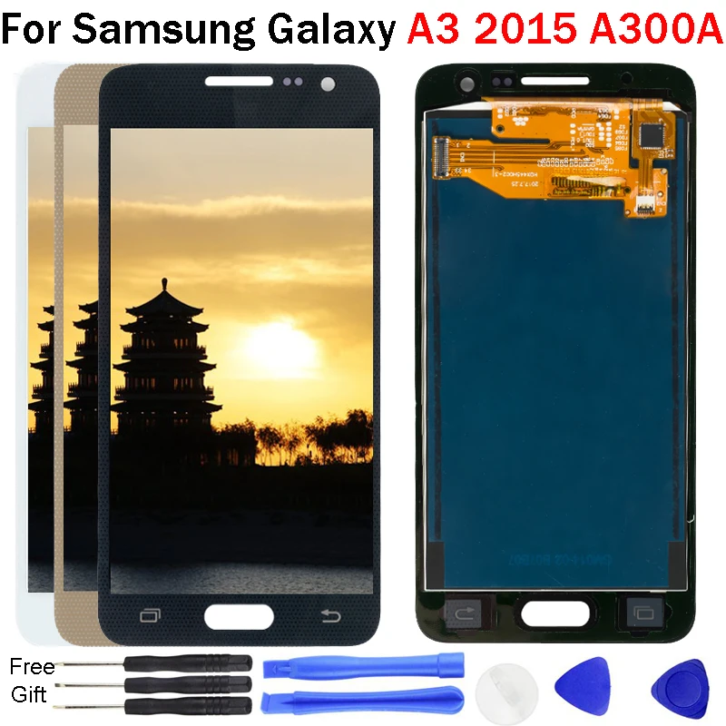 

Adjust brightness LCD For Samsung Galaxy A3 2015 A300 A300F A300M A300FU LCD Display Touch Screen Assembly 100% Tested TFT LCD