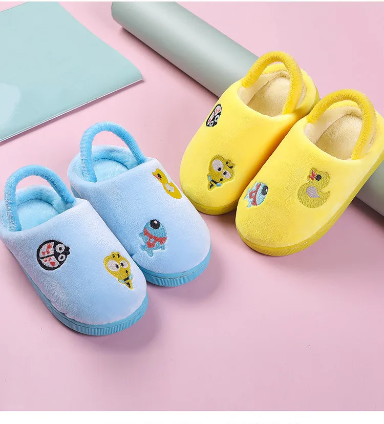 Winter Slippers for Boy Girl Duck Cartoon Cute Warm Flat Shoes Children Non-Slip Home Indoor Fashion Kids Slides Flip Flops girl princess shoes