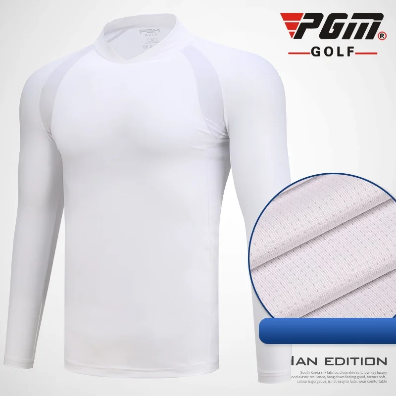 PGM Men's Golf Clothing Sun Protection Shirt Ice Tights Long Sleeve T Shirt Anti-UV Training Underwear Shirts Golf Sportswear mens golf shirt