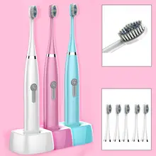 Взрослая Беспроводная зарядка на батарейках Водонепроницаемая звуковая электрическая зубная щетка межзубная щетка зубные щетки