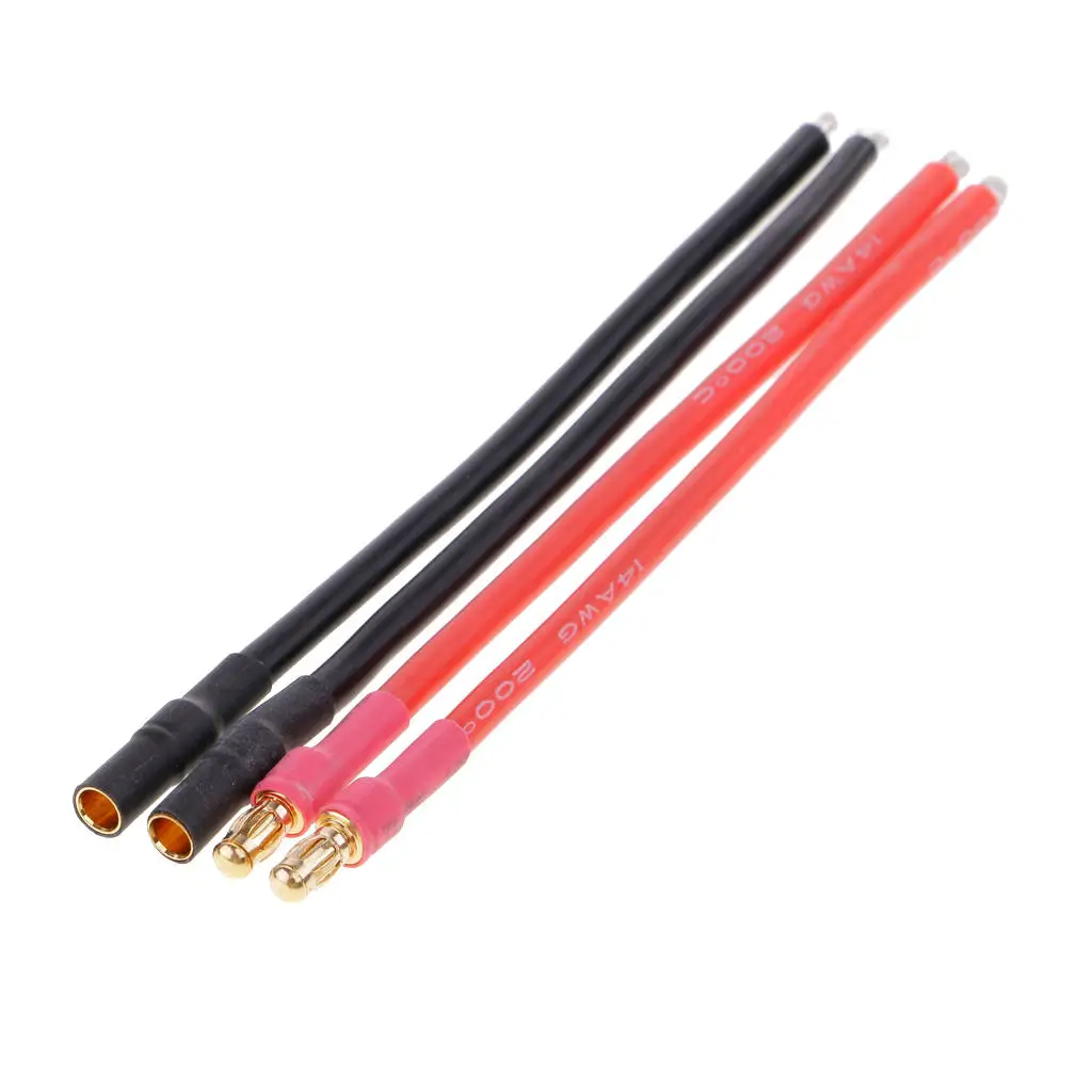 4 Pieces 3.5mm Banana Plug RC Vehicle Batttery Connector Cable Wire 14WAG Male Female