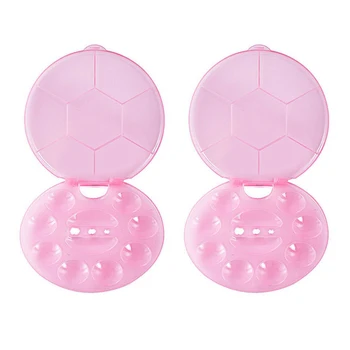 

Nail Art Color Palette Pink Plastic Paint Palette Gel Polish Holder Display Tool Palettes close 13.5*14.5cm, open 27*14.5cm
