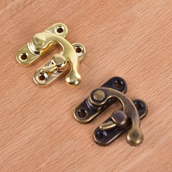 

50pcs Small Antique Metal Locks Hasps Hooks Gift Wooden Jewelry Box Padlocks With Screws For Furniture Hardware Decorative