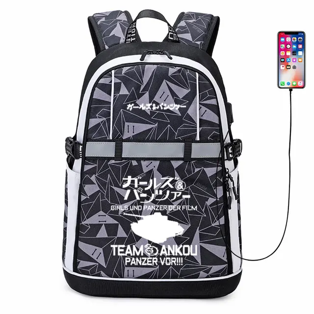 Mochila con rayas reflectantes para hombre y mujer, morral de viaje con USB, estilo Anime, Cosplay, nueva|Mochilas| - AliExpress