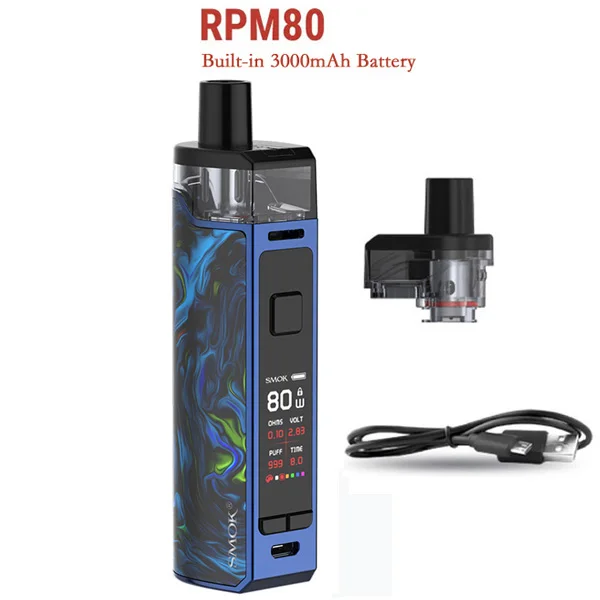 SMOK RPM80 Pod Комплект RPM80 PRO комплект Vape 80 Вт 3000 мАч батарея 5 мл бак RPM сетка 0.4ohm RGC 0.17ohm электронная сигарета VS RPM40 Pod - Цвет: RPM80 Fluid blue