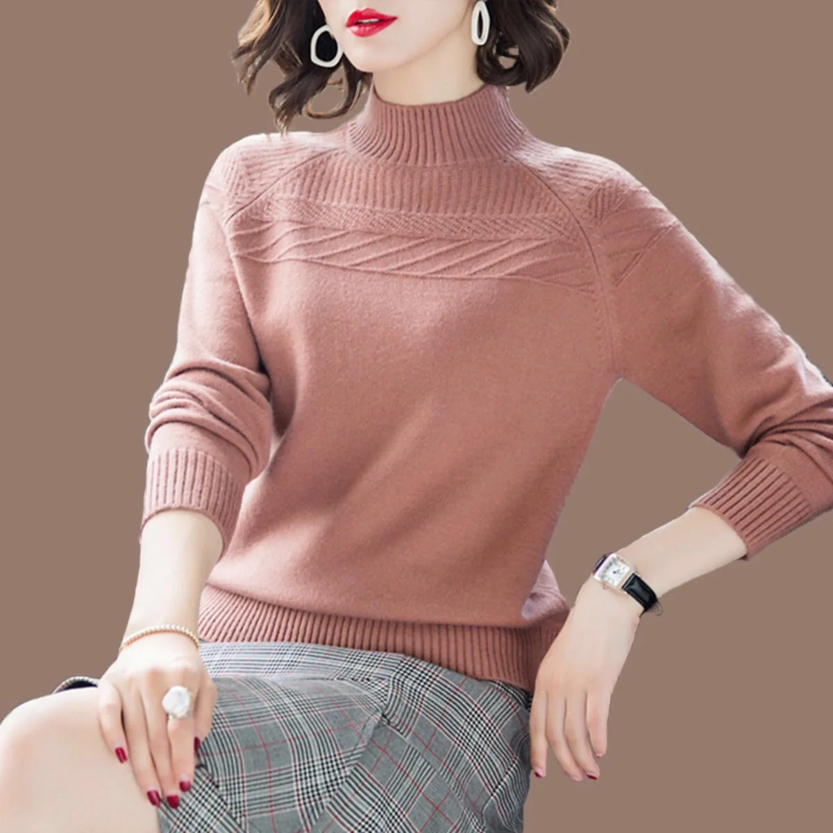 

New-coming Autumn Winter Turtleneck Pullovers Sweaters Primer shirt long sleeve Korean sized pullover half high neck top