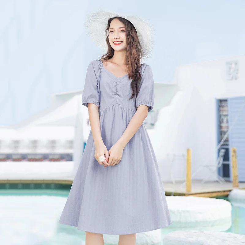INMAN 2020 Summer New Arrival Square Collar Nipped Waist Elegant Romantic Princess Dress INMAN 2020 Summer New Arrival Square Collar Nipped Waist Elegant Romantic Princess Dress