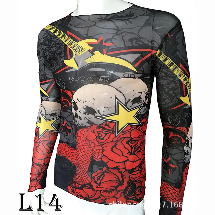

Music Festival Performance Tops Tattoo Printed Base Shirt Tattoo Clothes Long Sleeve Tattoo T-shirt Rock