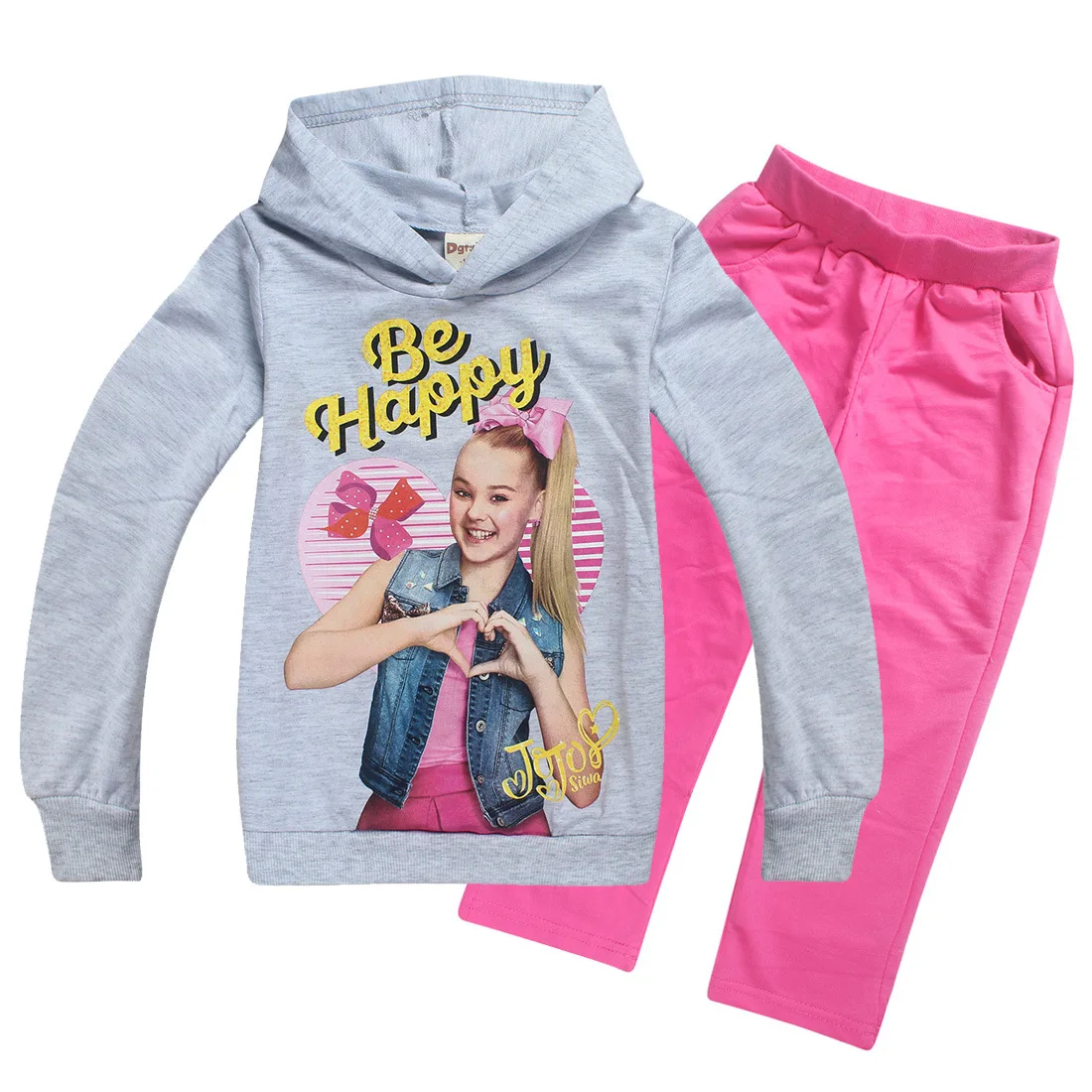 JOJO Siwa/зимняя детская одежда для малышей, футболка с длинными рукавами топы для девочек, толстовки+ штаны, комплект из 2 предметов, одежда для маленьких детей от 8 до 12 лет