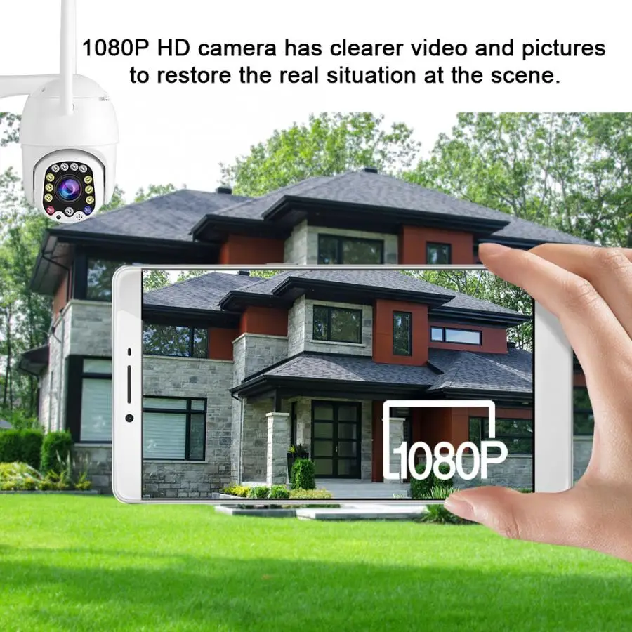 Интеллектуальная 1080P Wifi PTZ камера 12LED Водонепроницаемая CCTV 110-240V