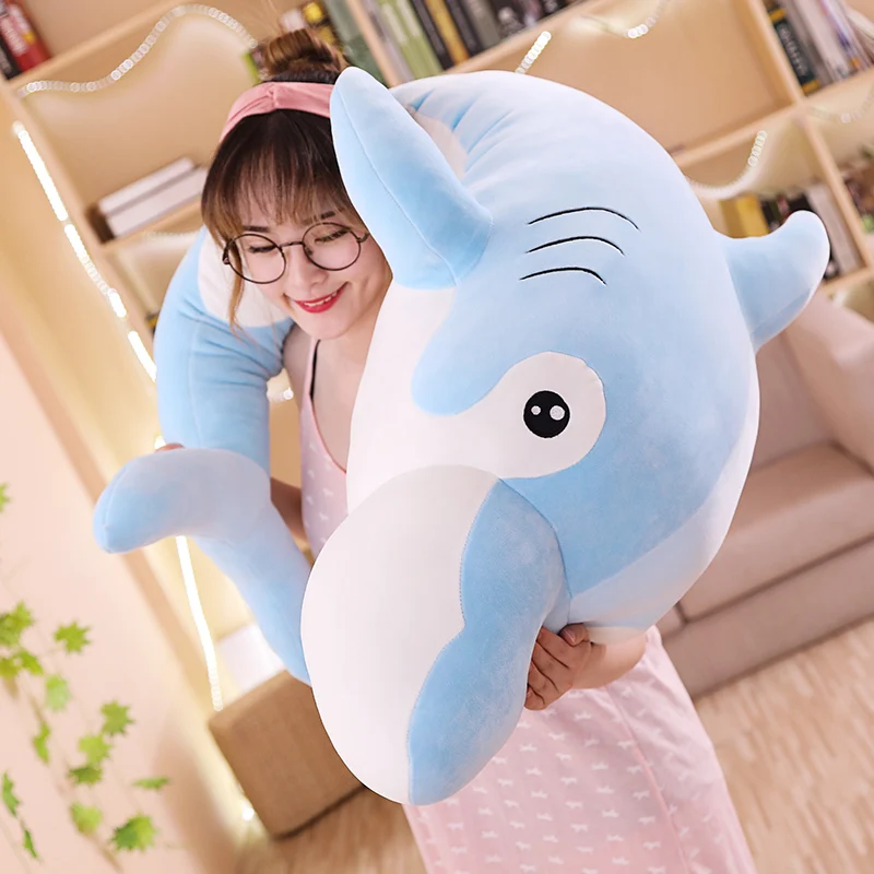 Игрушки подушка для мальчиков девочек животное подушка для чтения на день рождения подарки 1 шт. Акула мягкая игрушка плюшевая игрушка набивные дети акула дети - Цвет: blue