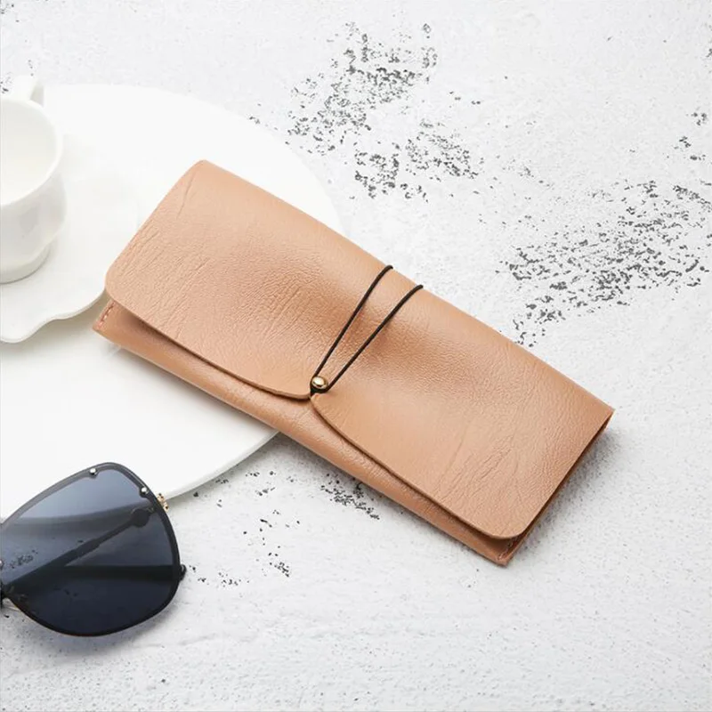 RBENN ПВХ Кожаный Чехол для очков стильная Складная фляга солнцезащитные очки сумка для хранения очков футляр для солнцезащитных очков - Цвет: Brown