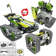 High-Tech RC Car Remote Control Tracked Stunt Racer car Electric Model Building Block STEM Toys for Kids Children gift