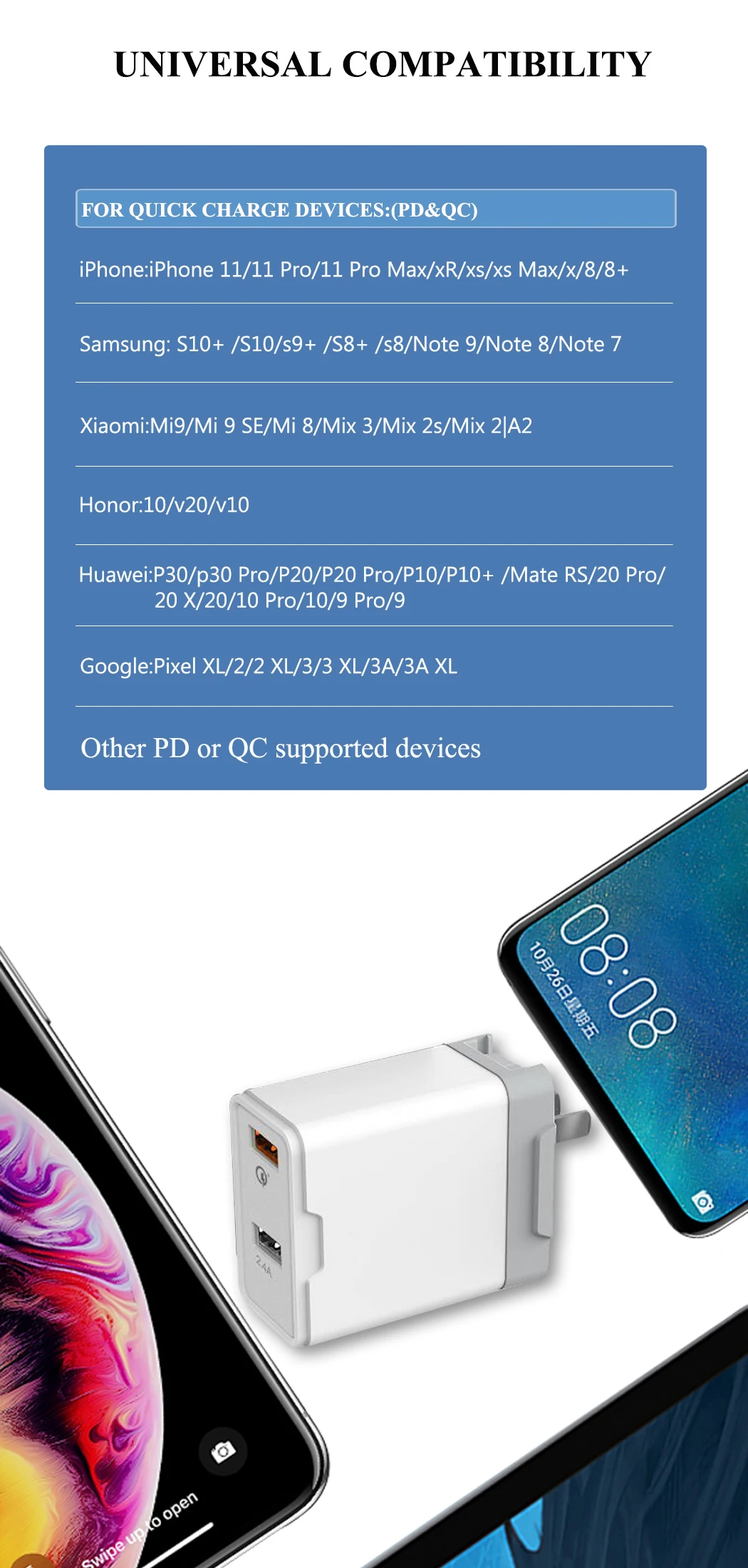 Apple зарядное устройство 30w Flash Charge 3A супер быстрая зарядка многопортовый разъем Универсальный Android телефон